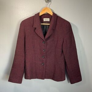 Vintage Gianni Sport Wool Blend Tweed Jacket size 12 Blazer Long Sleeve